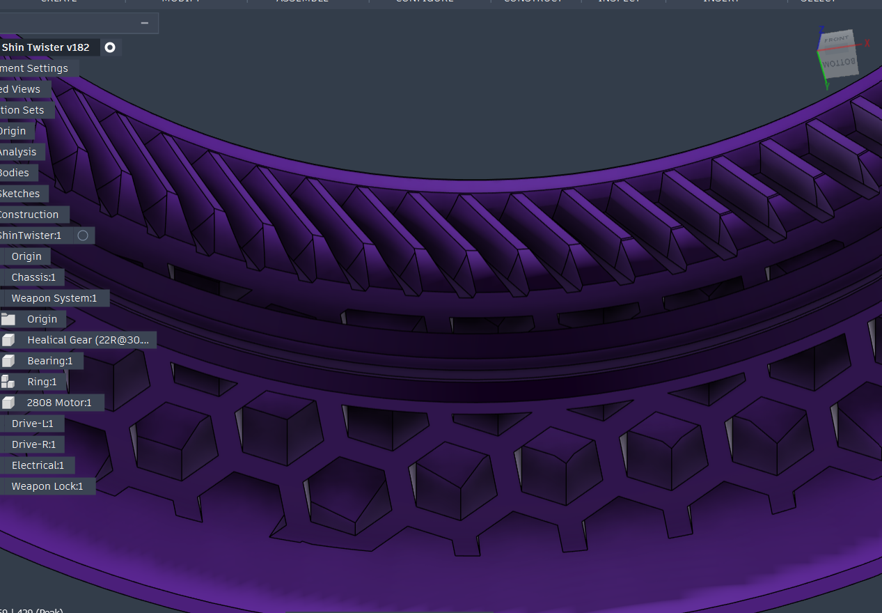 Honeycomb Patterned Shell Internals